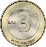 3 euro commmorative slovenie 2011 "20 ans de l'indpendance" (face A)